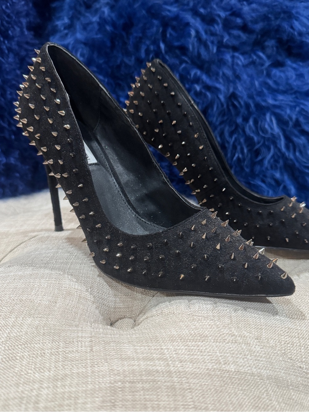Steve Madden Black Studded Pointed-Toe Stiletto Heels